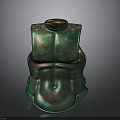 Ancient Metal Weapon Breastplate With Green And Red Rusted Surface Design