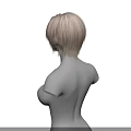 Game And Movie Character 3D Model With Blonde Short Hair No Facial Features Prominent Chest