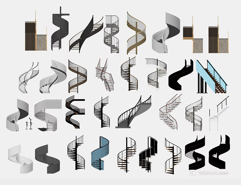 Modern Spiral Staircase Design Variations With Various Styles And Structural Models 3d model 