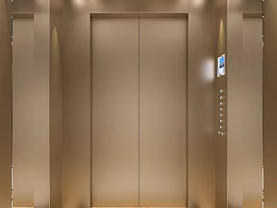 Modern Elevator Interior With Stainless Steel Panels Control Panel Display Screen And Lighting 3d model