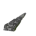 Natural Stacked Stone Wall With Green Grass Base In Outdoor Landscape