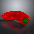 Fresh Red Chili Pepper With Green Inner Flesh On Dark Reflective Surface