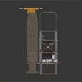 Industrial Equipment Featuring Concrete Structure Yellow Top Machinery Metal Frame Platform And White Boxes
