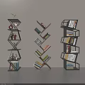 Modern Geometric Shelving Units With Black And Brown Design For Books And Decor
