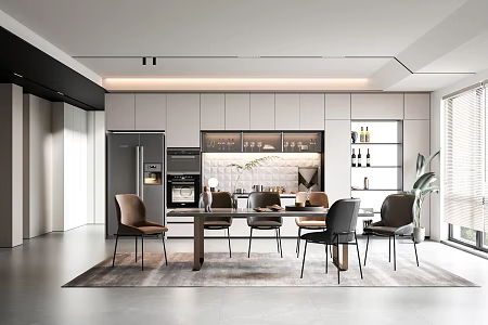 Modern Restaurant Dining Table and Chair 3d model