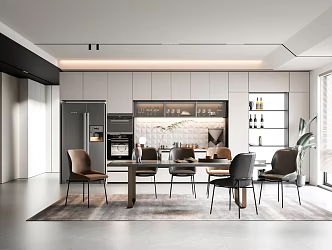 Modern Restaurant Dining Table and Chair 3d model