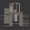 Modern Industrial Architecture Model With Multi Level Structure Staircase And Platforms
