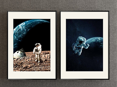 Modern Figure Painting Simple Blue Commercial Space Photography Astronaut Decorative Painting model