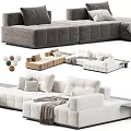 Cozy Modern Sectional Sofa With Pillows Throw Blankets In White And Brown Tones