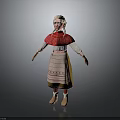Cute Child Doll In Traditional Costume With Red Top Pink Apron Yellow Skirt And Braids