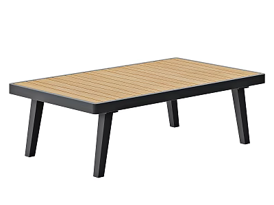 Modern Coffee Table With Wooden Tabletop And Black Metal Frame Legs 3d model