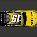 Yellow STANLEY Number 19 Race Car with Sponsor Logos and Aerodynamic Body