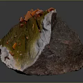 Natural Stone And Wood Decorative Piece With Red Crystals Green Patina And White Base