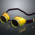 Yellow Goggles With Black Strap Spiked Edges And Round Lenses Design
