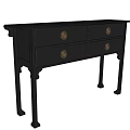 Black Classic Style Storage Cabinet With Four Drawers And Golden Round Knobs On Wooden Legs