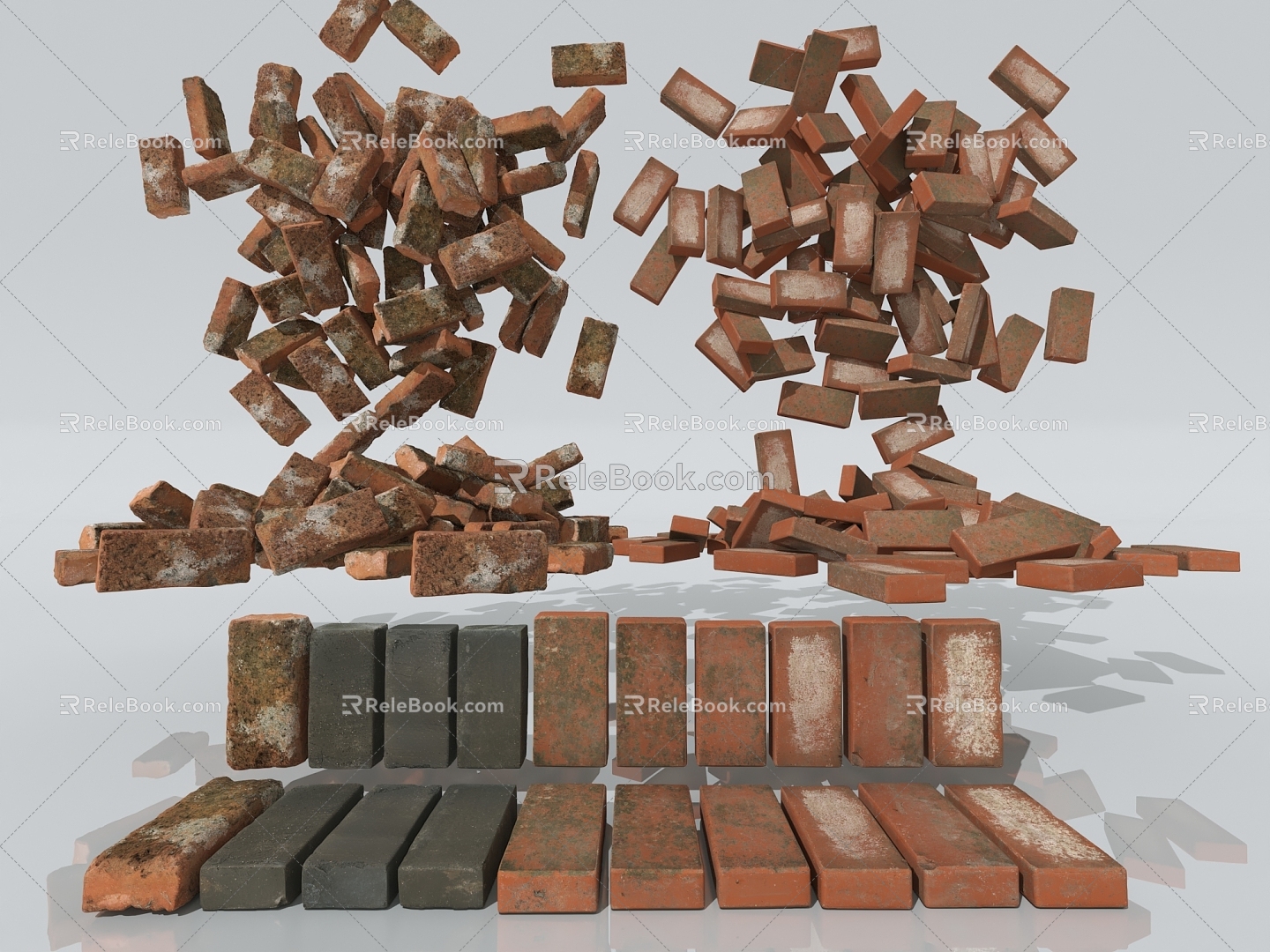 Brick pile brick hollow brick sintered brick fire brick ordinary brick cement brick building material masonry wall solid brick perforated brick material storage yard II 3d model