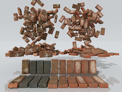 Brick pile brick hollow brick sintered brick fire brick ordinary brick cement brick building material masonry wall solid brick perforated brick material storage yard II 3d model