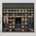 Modern Dark Colored Display Shelving With Layered Compartments For Shoes And Apparel