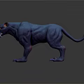 Blue Panther 3D Model in Standing Pose With Fierce Expression Sharp Claws and Dark Background