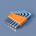 Professional Hex Key Wrench Set With Orange Storage Case And Silver Tools 3d model