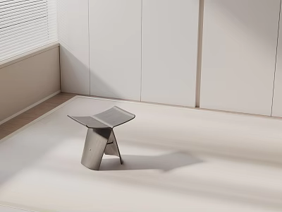 Modern Minimalist Side Table With Geometric Metal Base In Sleek Interior Design 3d model