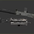Tactical Military Machine Gun With Metal Frame Bipod Stand And Long Barrel Design