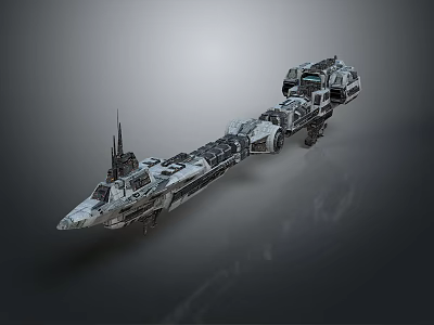 Futuristic Spacecraft 3D Model With Multi Module Structure For Aerospace Exploration 3d model