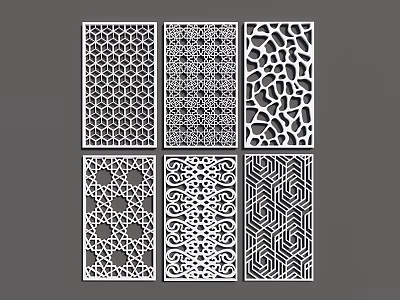 Decorative Room Dividers With Various Laser Cut Geometric Patterns And Designs 3d model