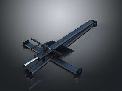 Sturdy Metal Fitness Equipment With Cross Frame And Adjustable Components 3d model