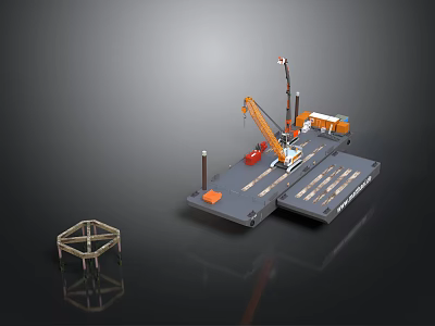 Construction Model Featuring Platform Crane Poles And Hexagonal Structure 3d model