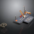 Construction Model Featuring Platform Crane Poles And Hexagonal Structure
