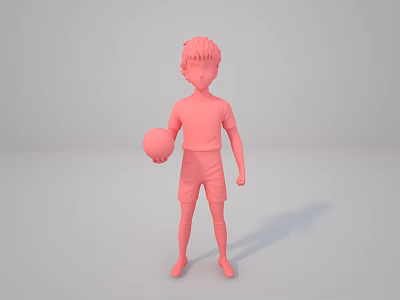 Man 3D Model Figure in Pink Color Holding Ball Standing Pose 3d model