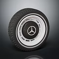 Stylish Car Tire Featuring Mercedes Logo And White Black Rim Design