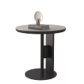 Sleek Black Round Side Table With Modern Geometric Base And Lamp On Book 3d model
