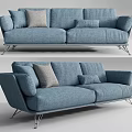Modern three-seat sofa fabric multi-person sofa 3d model