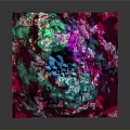 Colorful Wood Stone Artistic Structure With Pink Blue Green Hues And Texture