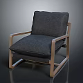 Modern Single Sofa With Gray Fabric Cushion And Wooden Frame Design