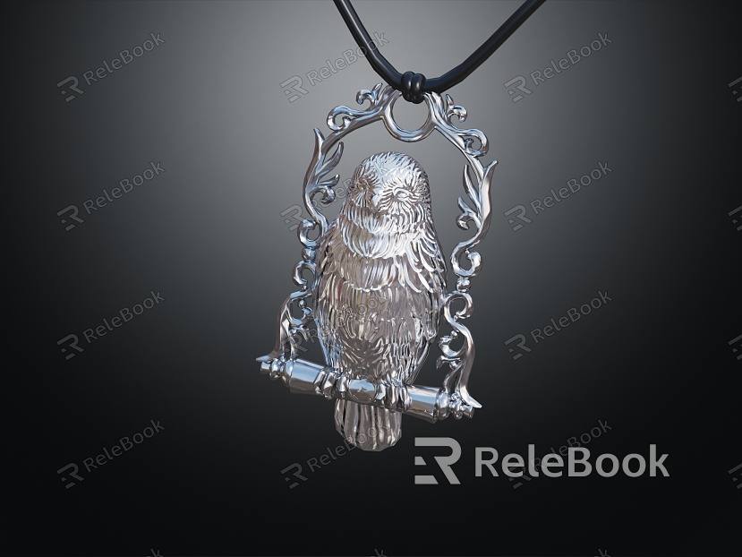 Modern Necklace Pendant Owl Decorative Pendant Owl Carved Pendant model