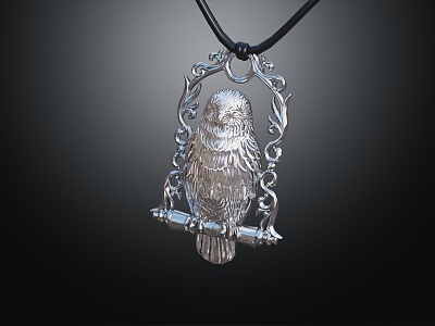 Modern Necklace Pendant Owl Decorative Pendant Owl Carved Pendant 3d model