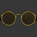 Fashionable Golden Round Sunglasses With Brown Lenses And Modern Design