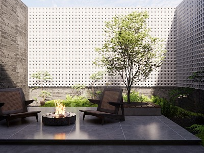 Modern Courtyard Zen Courtyard Garden model