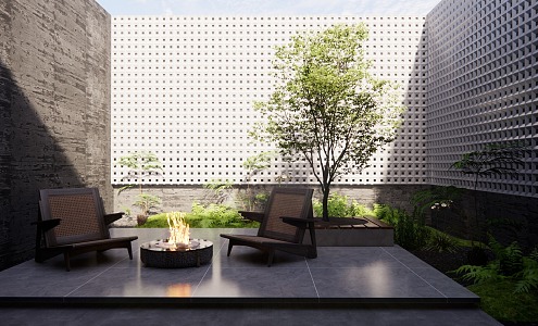 Modern Courtyard Zen Courtyard Garden 3d model