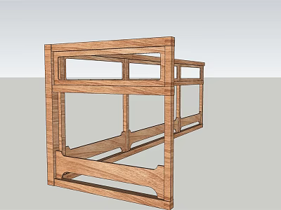 Wooden Fence Frame Structure With Horizontal And Vertical Slats For Outdoor Use 3d model