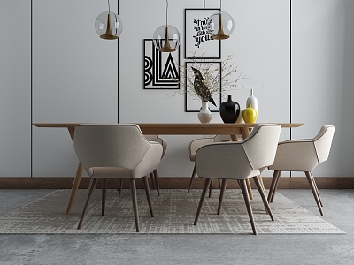 Nordic Dining Table and Chair Combination model