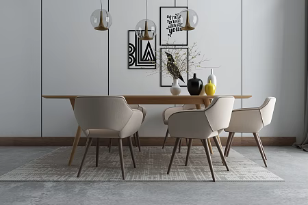 Nordic Dining Table and Chair Combination 3d model