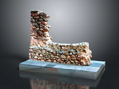 Natural Stacked Stone Structure With Rustic Texture And Solid Foundation Base 3d model