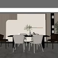 Modern Restaurant Interior With Dining Table Chairs Vase Plant And Open Window Design
