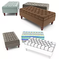 Tufted Ottomans In Multiple Colors With Wooden Legs For Living Room
