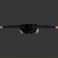 Woman in Black Bodysuit with Arms Outstretched Standing Barefoot Against Gray Background