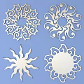 White Laser Cut Wall Decor with Various Intricate Floral and Sun Pattern Designs
